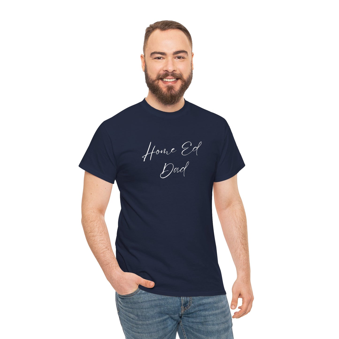 Men's Heavy Cotton Tshirt - Home Ed Dad - Tshirt For Home Educating Dads - Home Educating