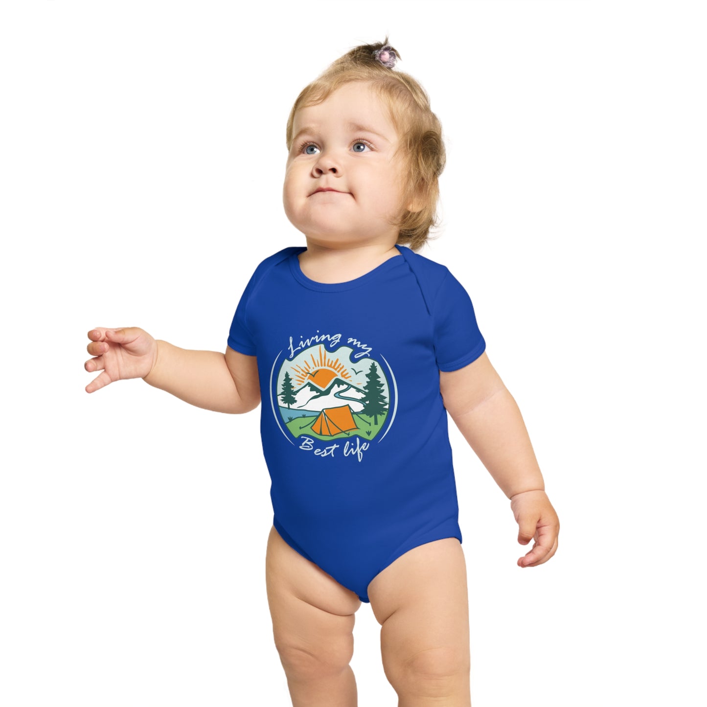 Organic Short Sleeve Baby Bodysuit - Living My Best Life - Organic Baby Clothes - Positive Vibes - Baby Bodysuit