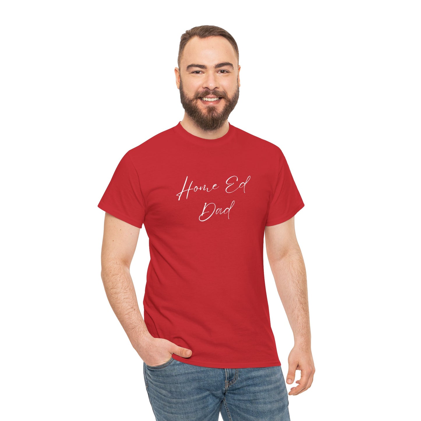 Men's Heavy Cotton Tshirt - Home Ed Dad - Tshirt For Home Educating Dads - Home Educating