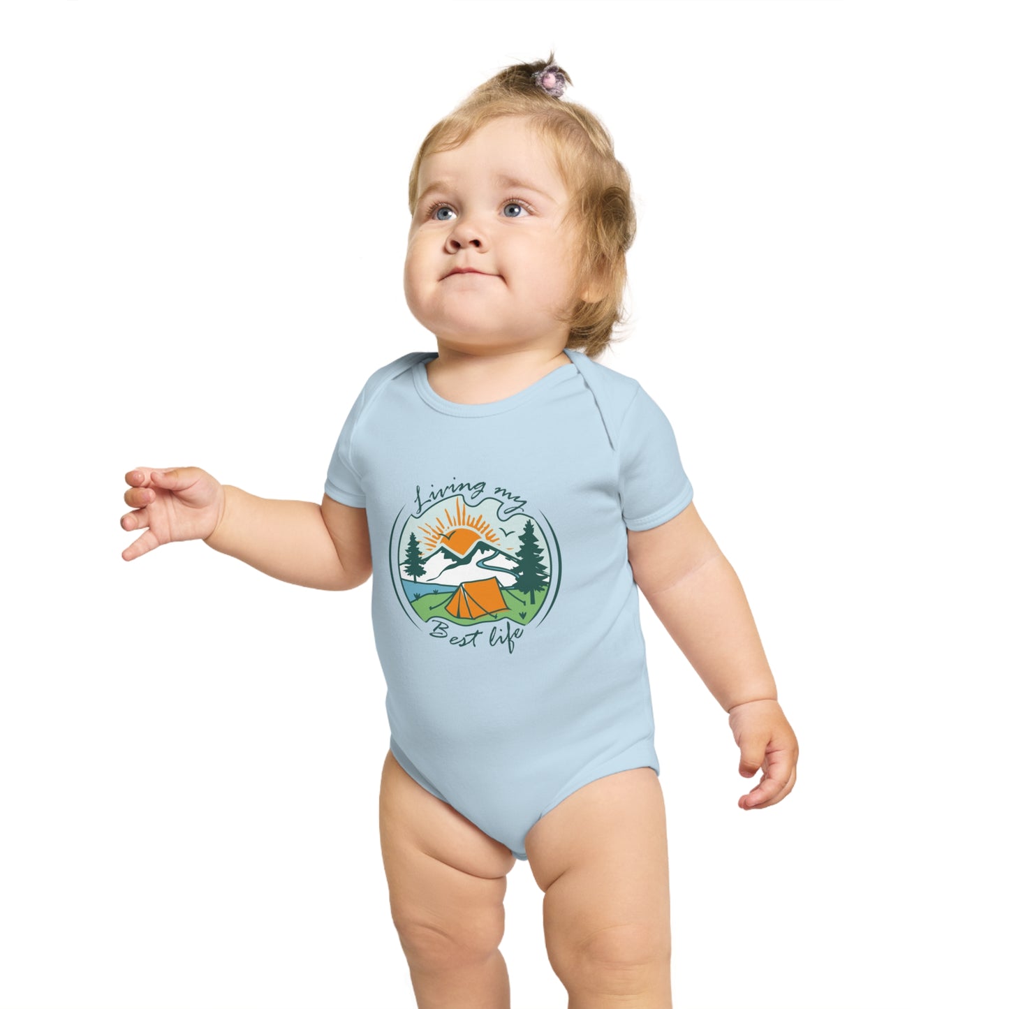 Organic Short Sleeve Baby Bodysuit - Living My Best Life - Organic Baby Clothes - Positive Vibes - Baby Clothes