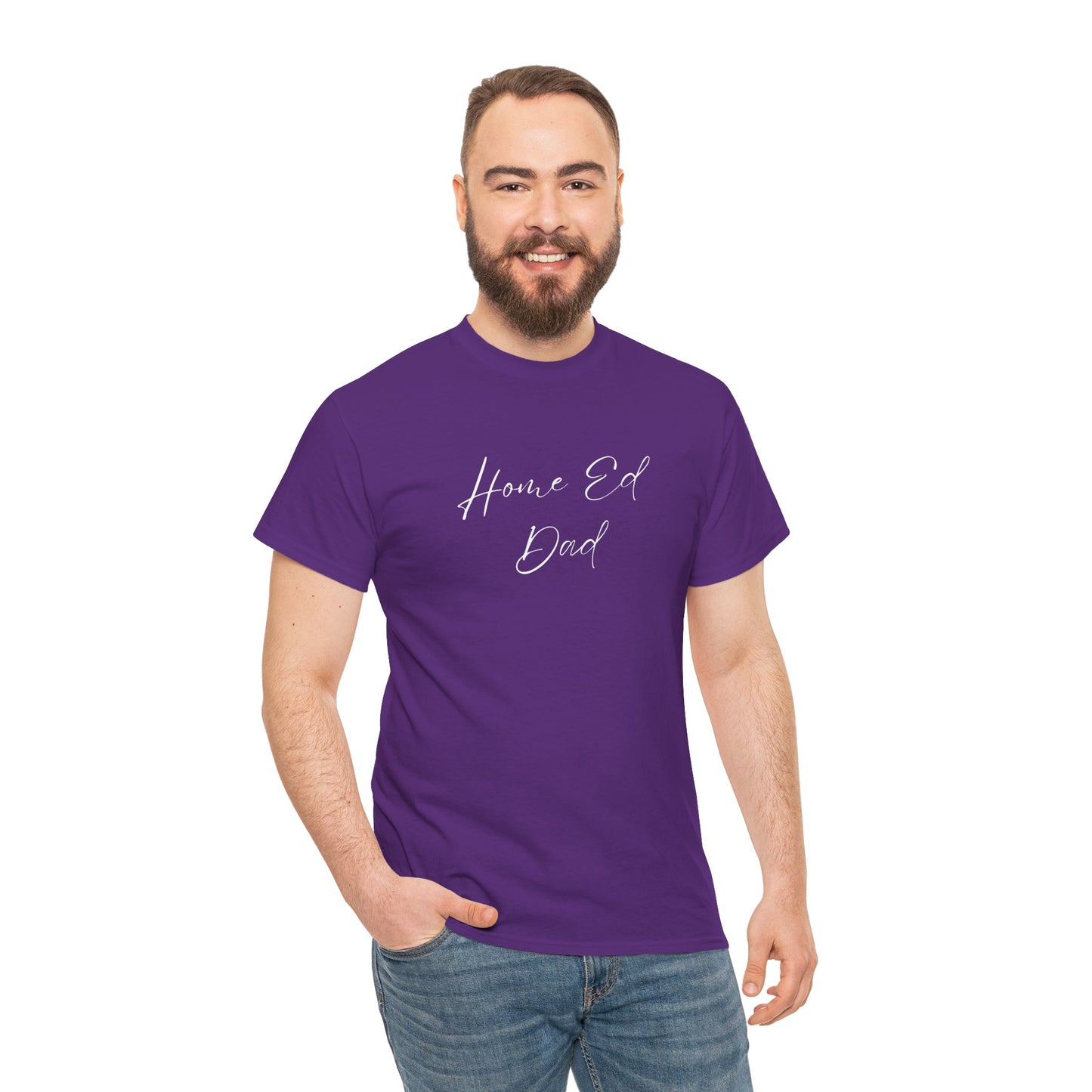 Men's Heavy Cotton Tshirt - Home Ed Dad - Tshirt For Home Educating Dads - Home Educating