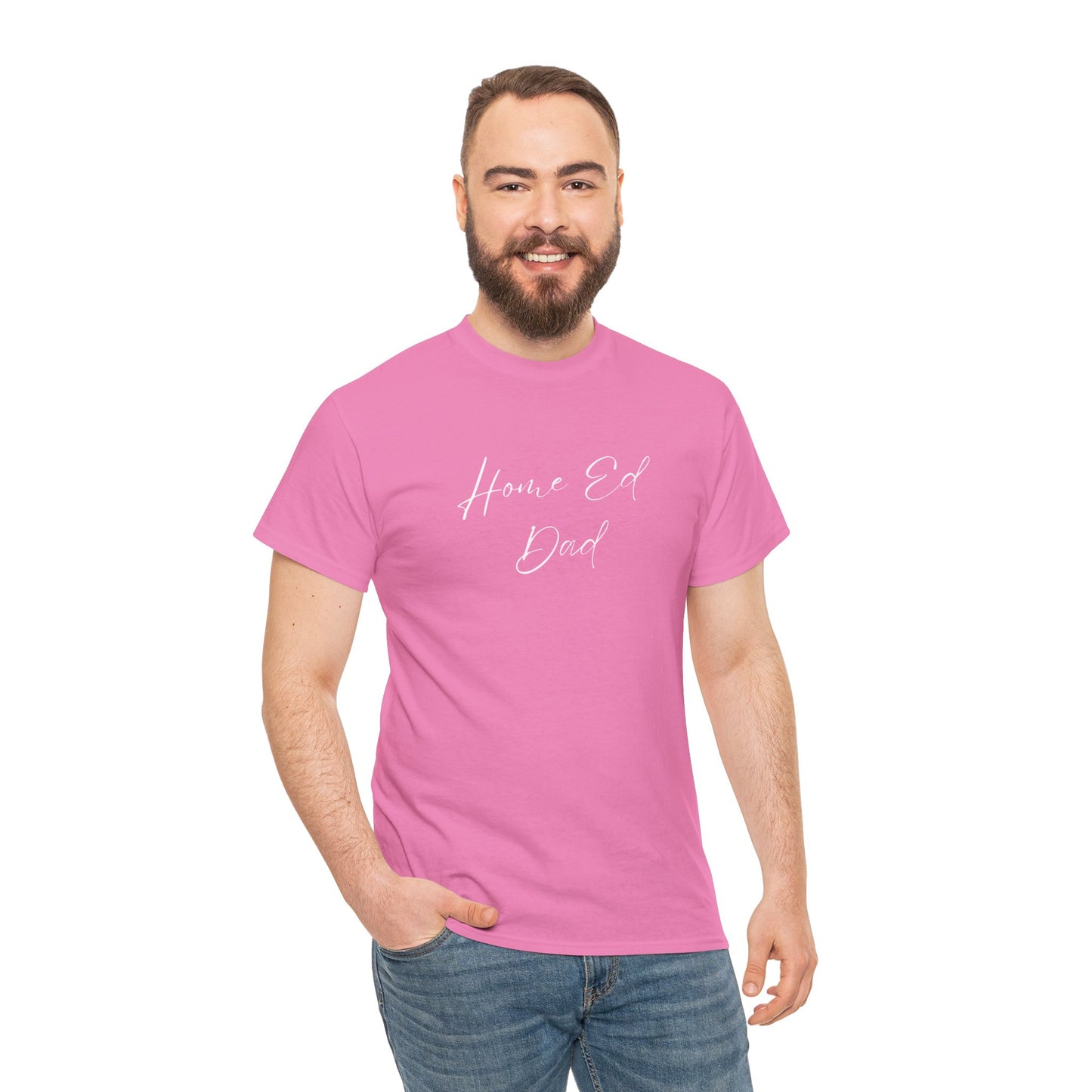 Men's Heavy Cotton Tshirt - Home Ed Dad - Tshirt For Home Educating Dads - Home Educating