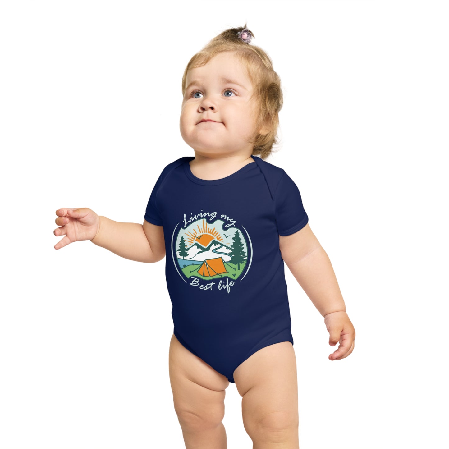 Organic Short Sleeve Baby Bodysuit - Living My Best Life - Organic Baby Clothes - Positive Vibes - Baby Bodysuit