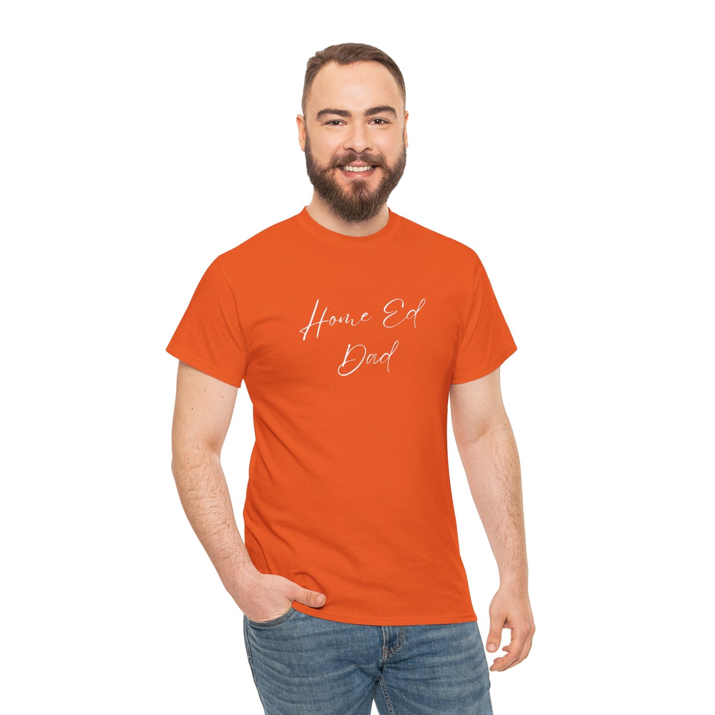 Men's Heavy Cotton Tshirt - Home Ed Dad - Tshirt For Home Educating Dads - Home Educating