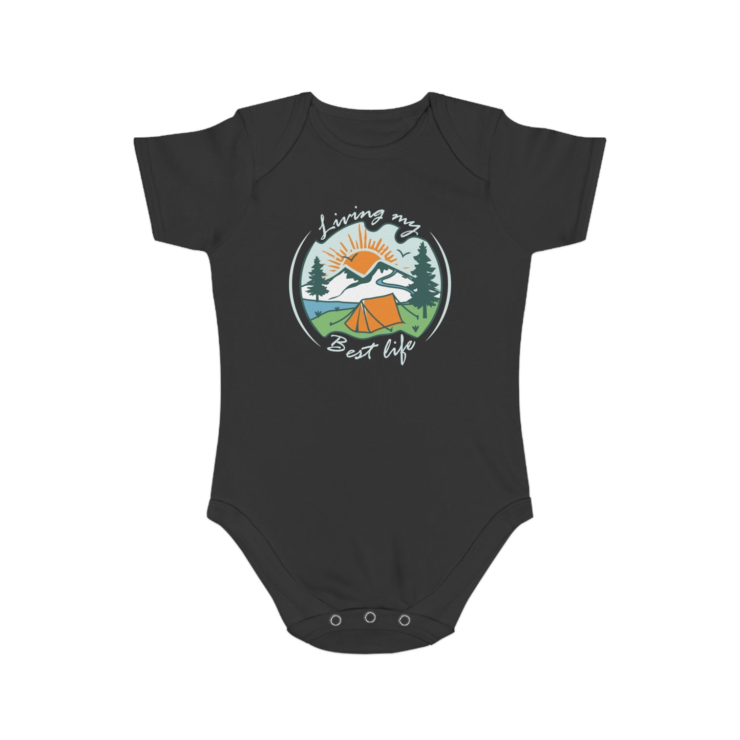 Organic Short Sleeve Baby Bodysuit - Living My Best Life - Organic Baby Clothes - Positive Vibes - Baby Bodysuit