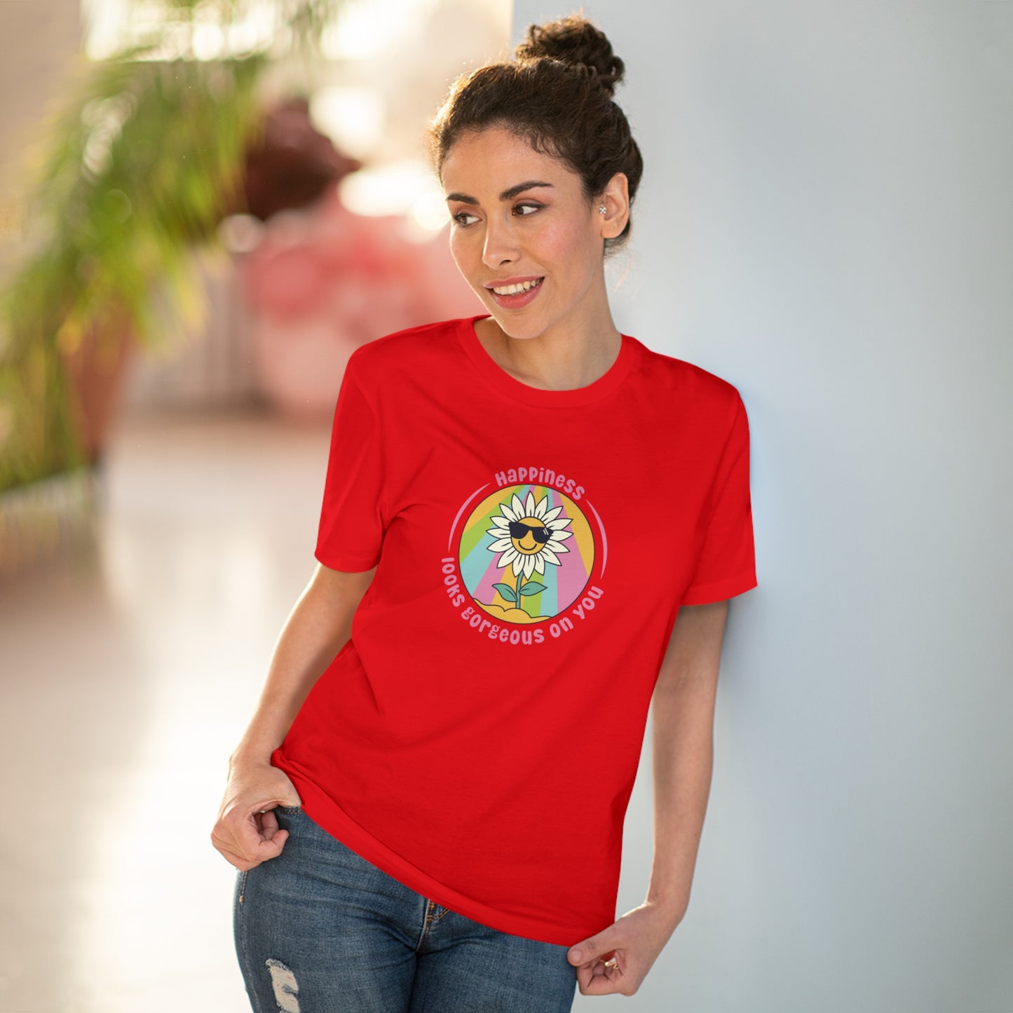 Unisex Organic T-shirt - Happiness looks gorgeous on you