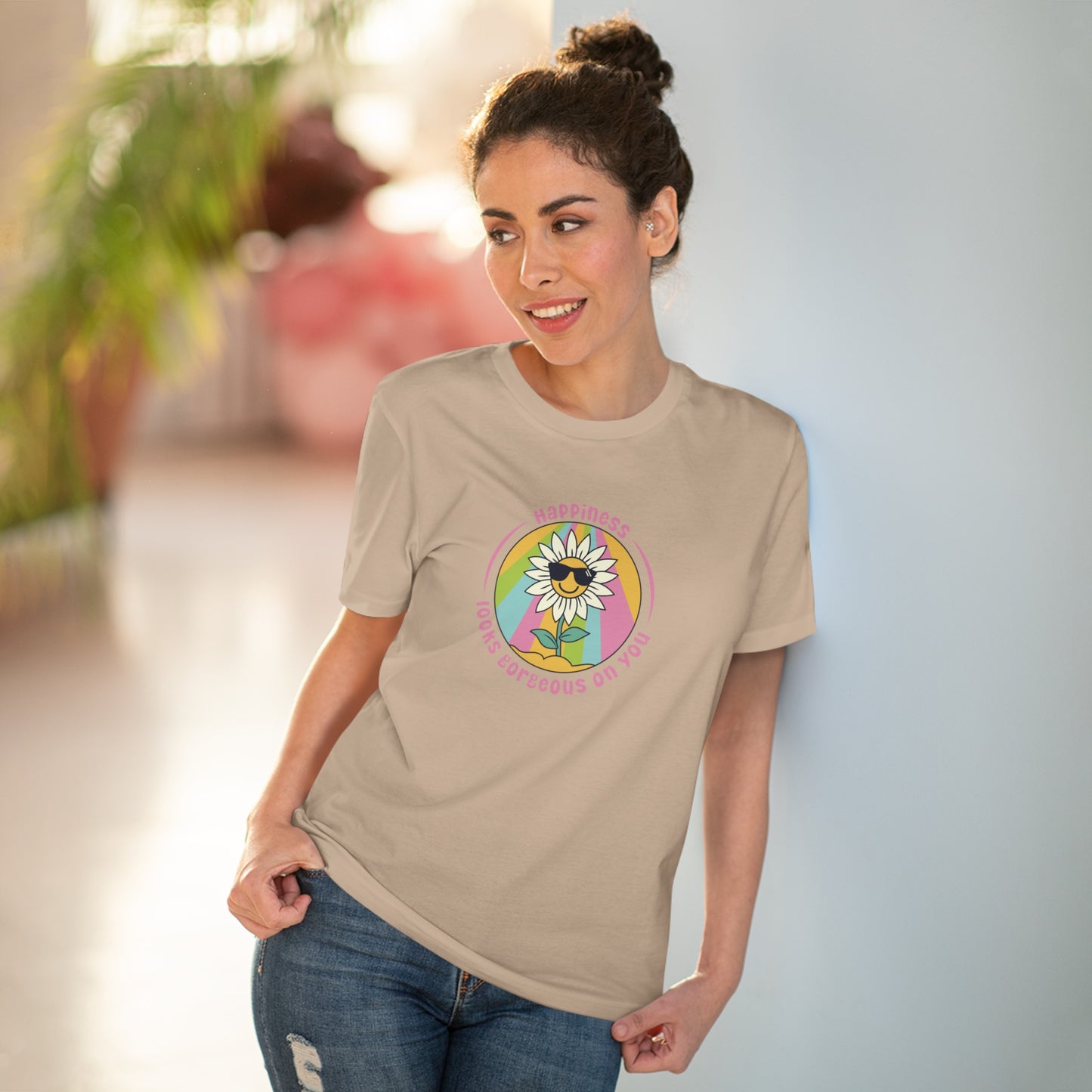 Unisex Organic T-shirt - Happiness looks gorgeous on you