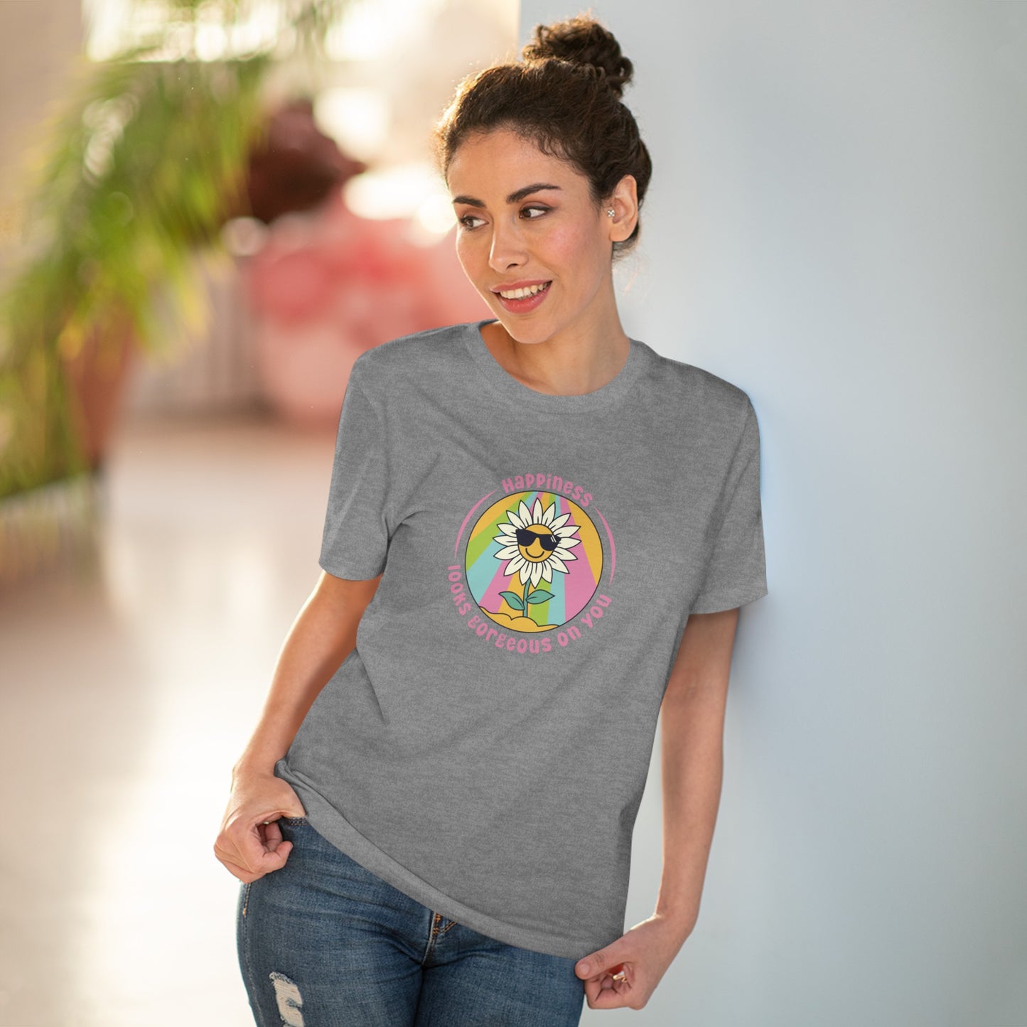 Unisex Organic T-shirt - Happiness looks gorgeous on you