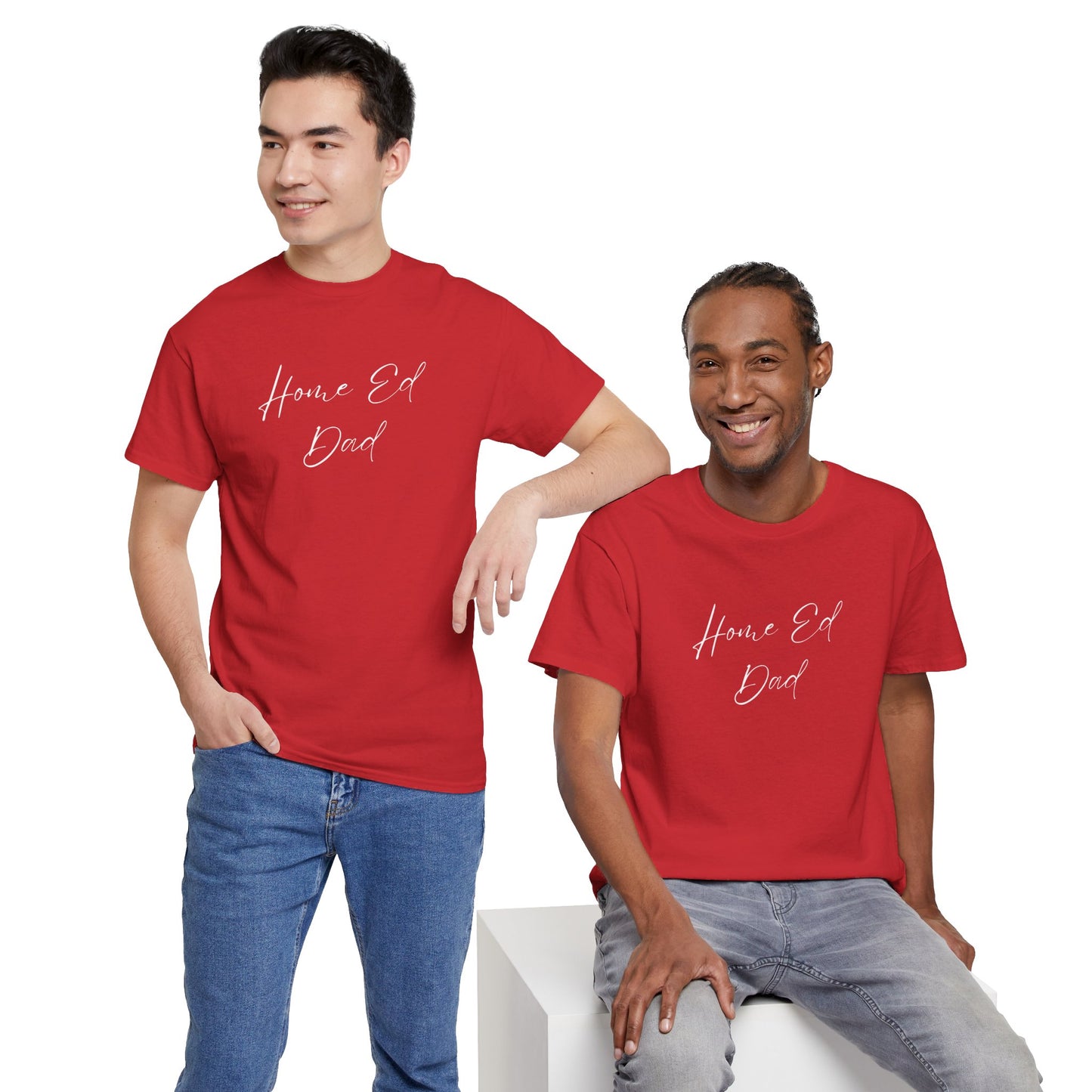 Men's Heavy Cotton Tshirt - Home Ed Dad - Tshirt For Home Educating Dads - Home Educating