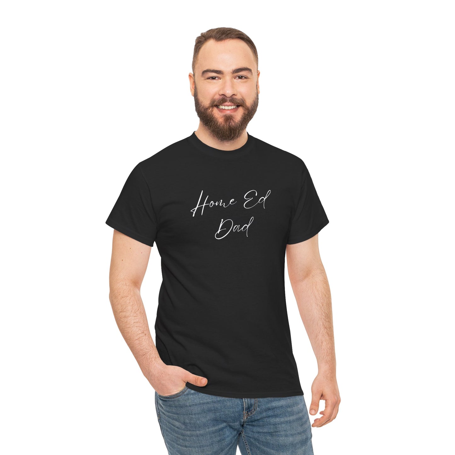 Men's Heavy Cotton Tshirt - Home Ed Dad - Tshirt For Home Educating Dads - Home Educating