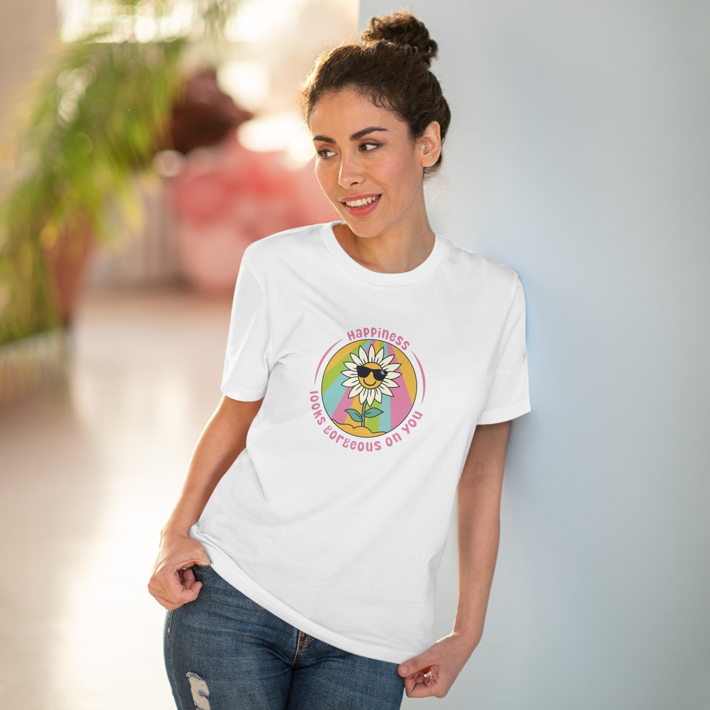 Unisex Organic T-shirt - Happiness looks gorgeous on you