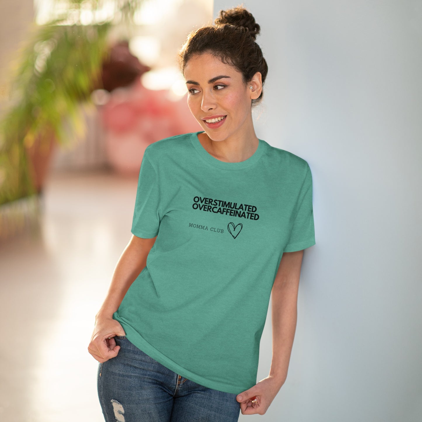 Women's Organic T-shirt - OVERSTIMULATED, OVERCAFFEINATED MOMMA CLUB, XS - 5XL